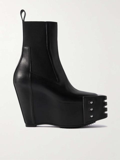 Grilled Wedge Beatle Leather Platform Chelsea Boots