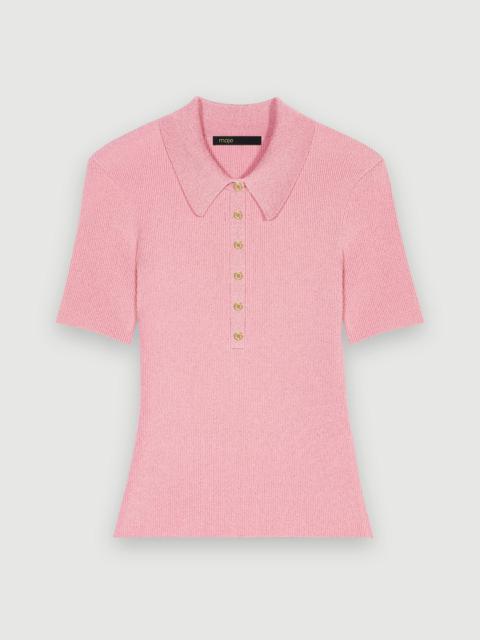 maje Sparkly knit polo shirt