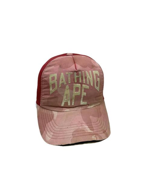 A BATHING APE® Vtg🔥Bape Og Pink Camoflouge Trucker Mesh Cap