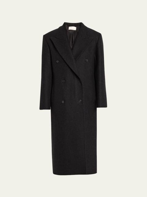 The Row Hariet Double-Breasted Wool-Cashmere Long Coat
