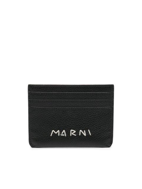 Marni logo-embroidered leather card holder