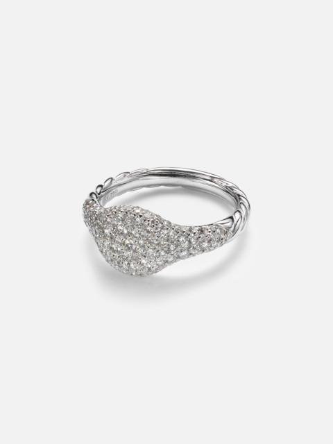 DAVID YURMAN 18kt white gold pinky ring with diamonds