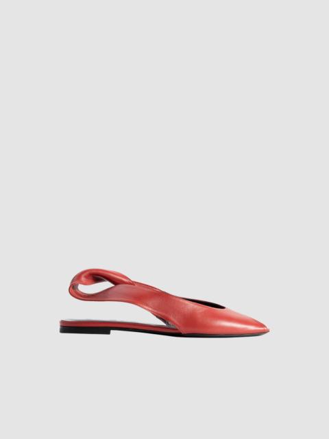 BY FAR Yasha Peep Flat Blood Red Nappa Leather