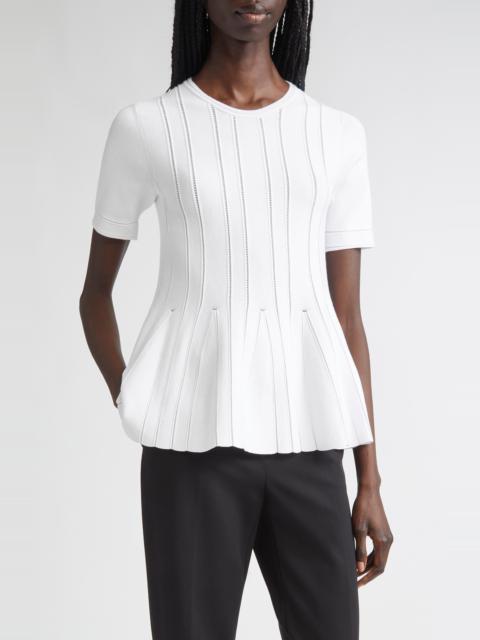 Max Mara Max Mara Epoche Short Sleeve Peplum Sweater in White at Nordstrom