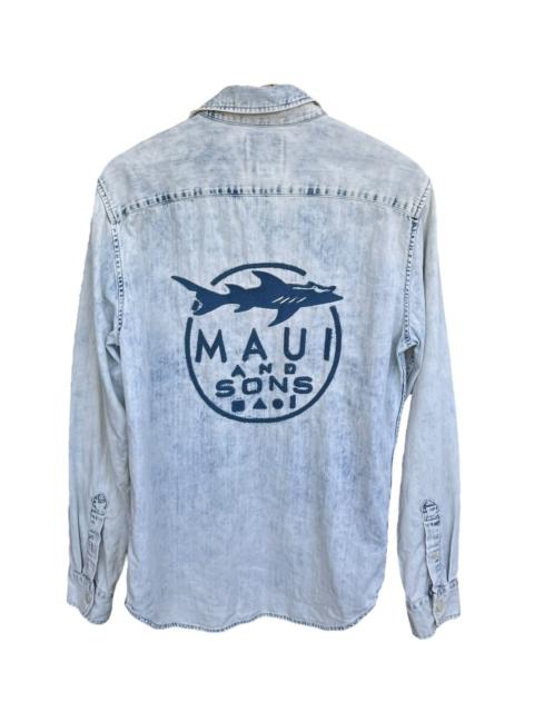 Other Designers American Eagle Outfitters - AE x Maui & Sons Bleach Denim Shirt w/ Bold Back Embroidery