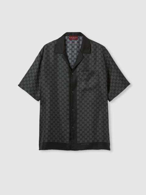 GUCCI Printed silk twill bowling shirt
