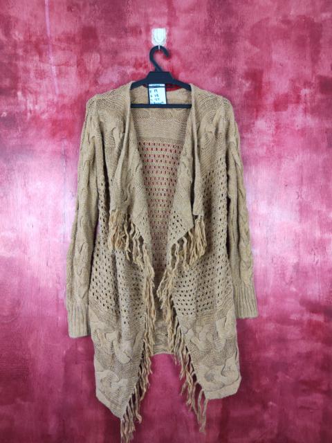 Other Designers Cardigan - Japanese Brand Brown crochet meshnet Cardigan #5184