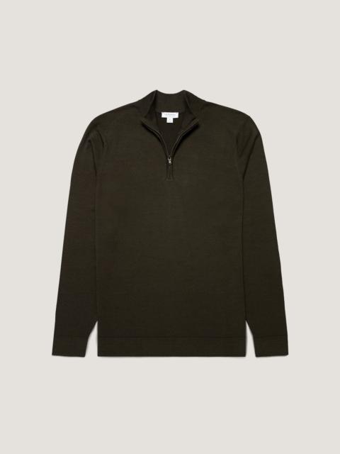 Sunspel Extra‑Fine Merino Zip Neck