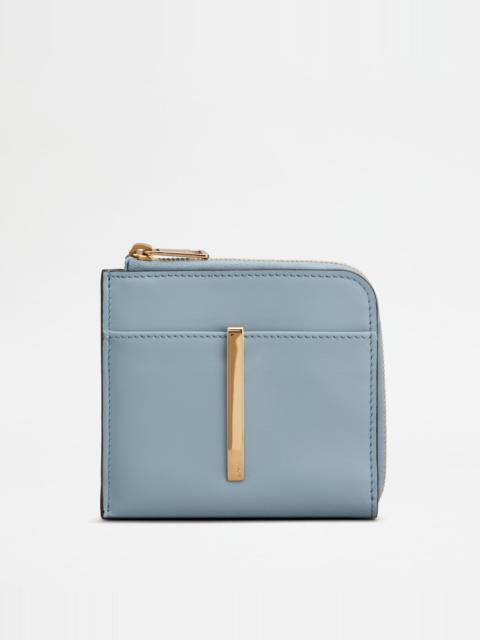 Tod's CARD HOLDER IN LEATHER - LIGHT BLUE