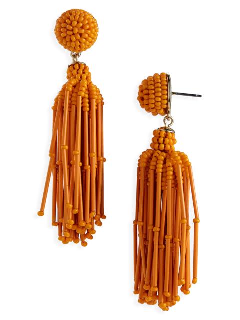 CAROLINA HERRERA Carolina Herrera Beaded Tassel Drop Earrings in Tiger Lily at Nordstrom