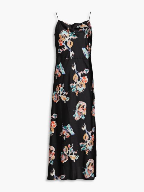 Other Designers Draped floral-print satin maxi dress