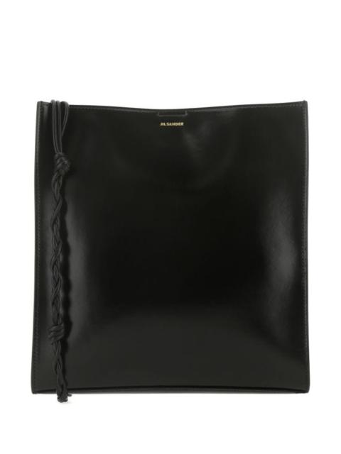 JIL SANDER Black Leather Large Tangle Shoulder Bag