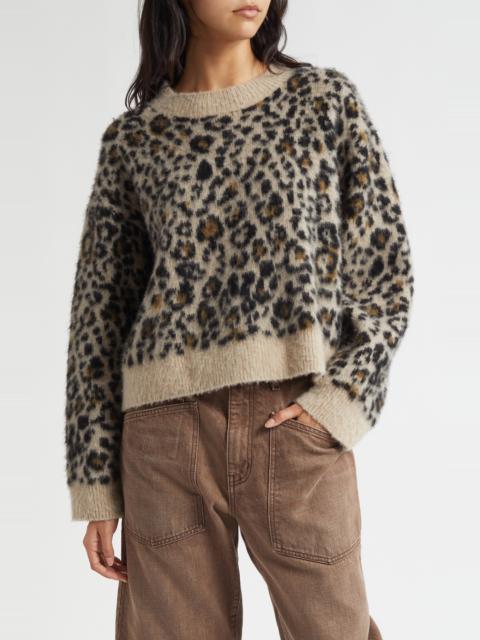 NILI LOTAN Nili Lotan Zamira Leopard Print Cashmere & Silk Sweater in Jute Leopard at Nordstrom