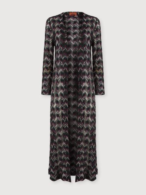 Missoni Missoni Long Cardigan In Embroidered Lace in Black & Purple at Nordstrom