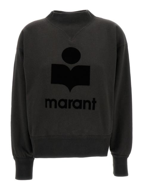 Isabel Marant Étoile Isabel Marant Etoile Women Black High Neck Sweatshirt With Contrasting Logo Print In Cotton Blend Wo
