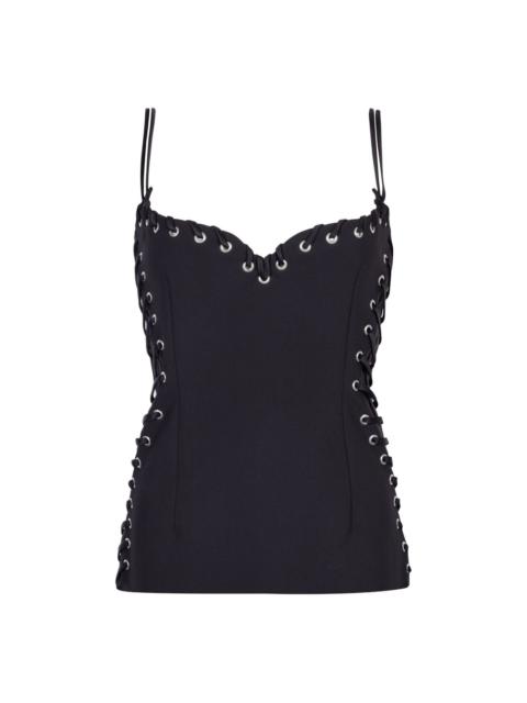eyelet-embellished top