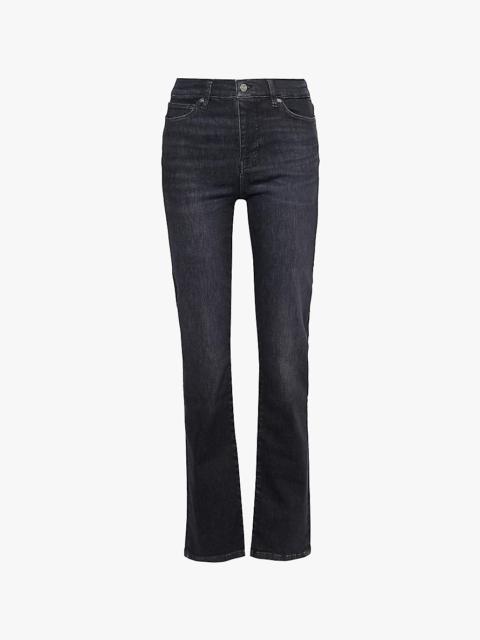 Five-pockets straight-leg high-rise stretch-denim blend jeans