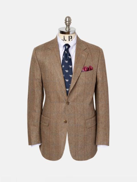J. PRESS MADE-IN-CANADA LIGHT BROWN BARLEYBONE WINDOWPANE SILK SPORT COAT