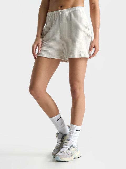 Nike WOMEN'S NIKE SPORTSWEAR CHILL KNIT HIGH-WAISTED 3" RIBBED SHORTS