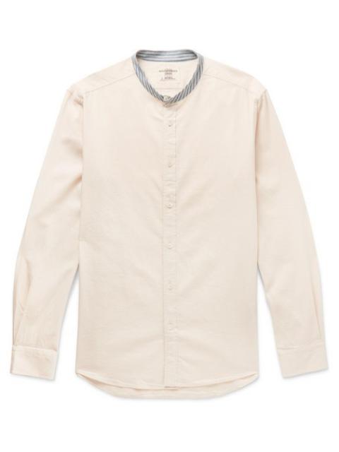 Other Designers Kent & Curwen - Slim-fit Stripe-trimmed Grandad-collar Cotton Shirt