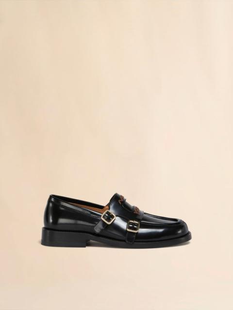 Marni BLACK LEATHER BAMBI 3.0 LOAFER WITH DOUBLE BUCKLE