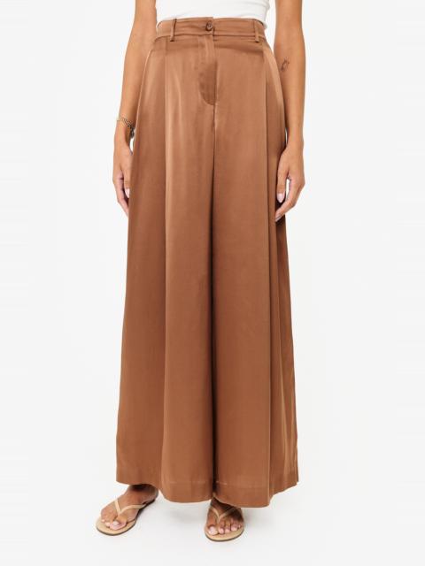 CAMI NYC CAMI NYC Fabian High Waist Wide Leg Silk Pants in Carob at Nordstrom