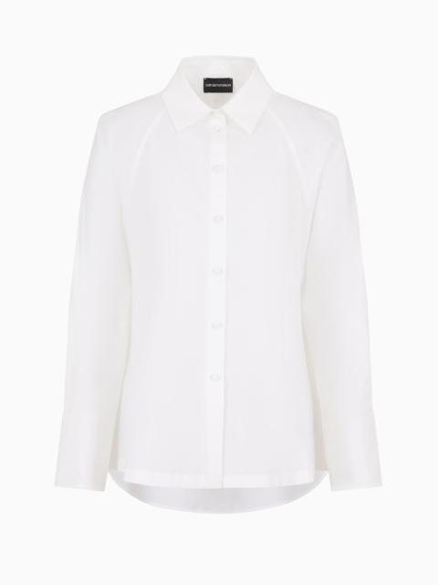 EMPORIO ARMANI Poplin shirt with asymmetric hem and stretch peplum