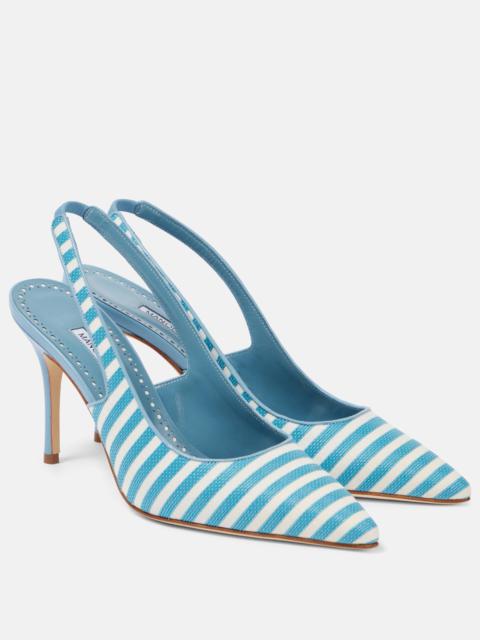 Manolo Blahnik Allurafia 90 striped slingback pumps