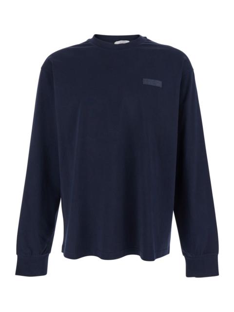 Givenchy Givenchy Men Blue Long-Sleeved T-Shirt With Chest Logo Patch In Cotton Man
