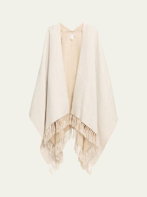 Brunello Cucinelli Linen Platinum Fringed Poncho