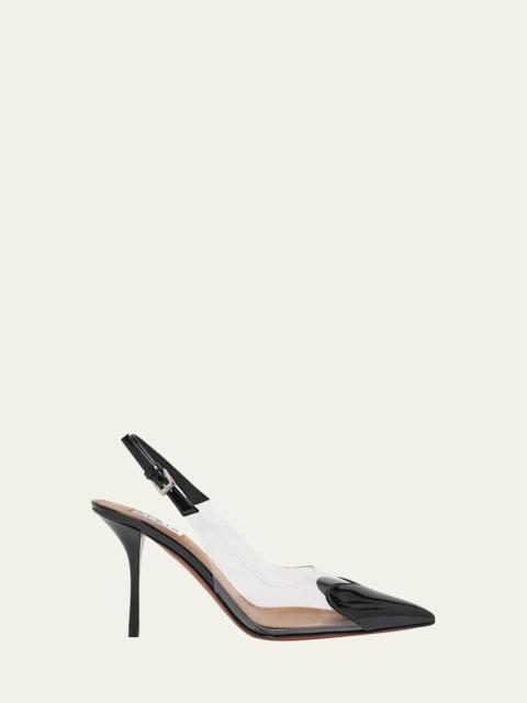 Alaïa Coeur Clear Patent Heart-Toe Slingback Pumps