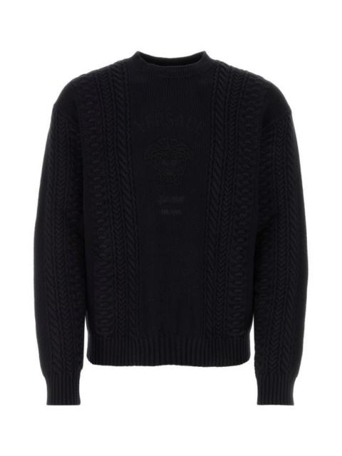 Versace Man Black Cotton Blend Sweater