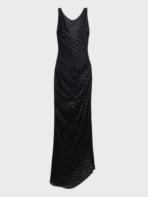 Blumarine DEVORE' LONG DRESS WITH VENT