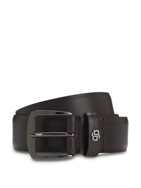 BOSS ITALIAN-LEATHER BELT WITH DOUBLE B MONOGRAM