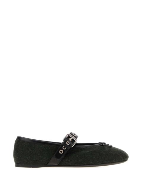 Miu Miu Miu Miu Women Bottle Green Flannel Ballerinas