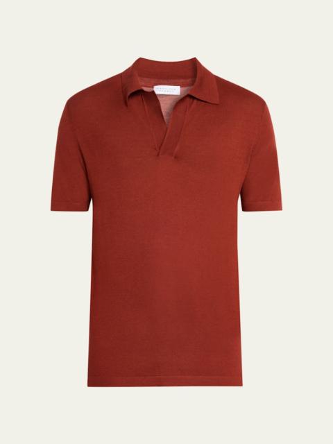GABRIELA HEARST Men's Stendhal Cashmere Silk Short-Sleeve Polo Shirt