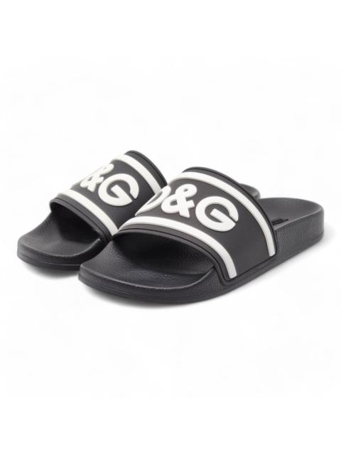 DG Logo Beachwear Women's Slides - Rubber - Black White 40