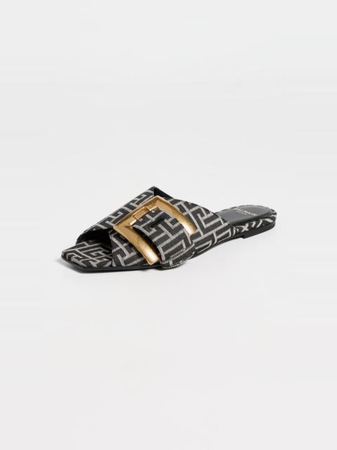 Balmain Anthem Monogram Jacquard Flat Sandals