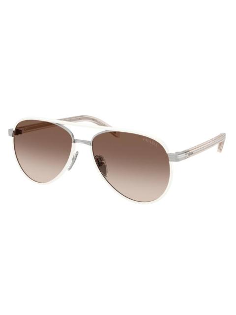 Prada Prada Shaded Coffee Color Gold Mirror Pilot Ladies Sunglasses PR B57S 23E10S 56