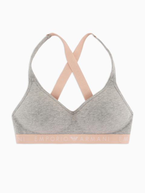 EMPORIO ARMANI ASV Iconic organic-cotton padded bralette with logo underband