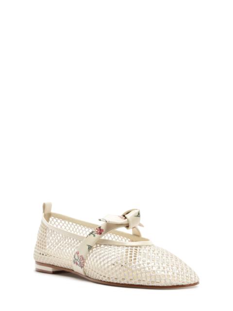 ALEXANDRE BIRMAN Alexandre Birman x Agua by Agua Bendita Clarita Mesh Mary Jane Ballet Flat in Off Quebrada/Print Que