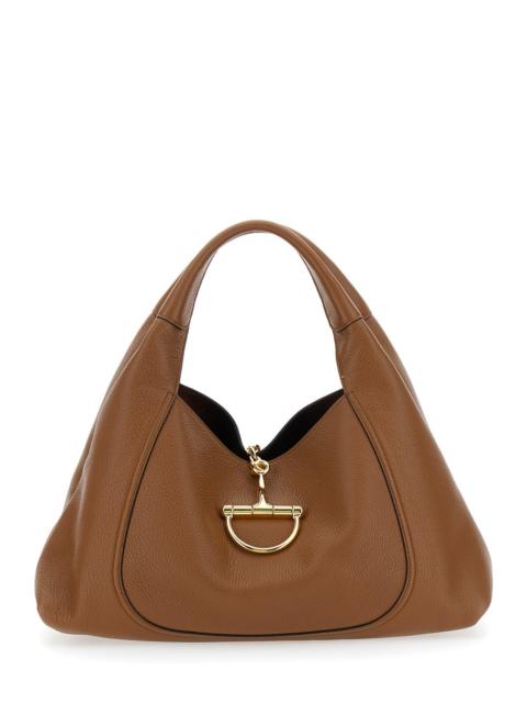 GUCCI Gucci Women Brown Shoulder Bag With Horsebit Closure In Grained Leather Woman