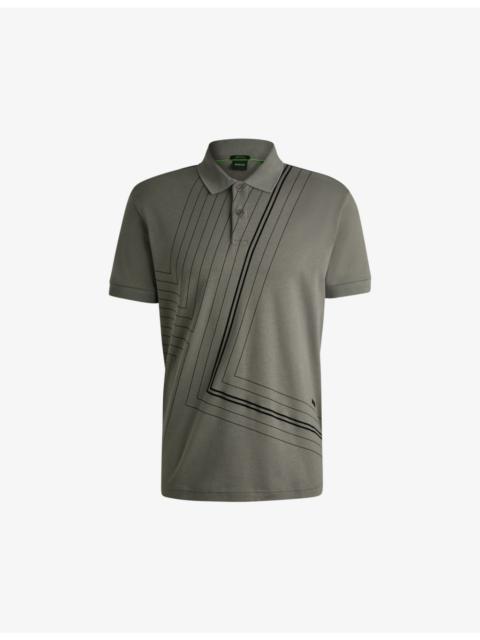 BOSS Interlock fineline-artwork cotton-jersey polo shirt