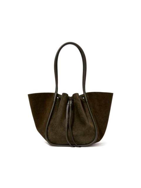 large Ruched suede tote bag