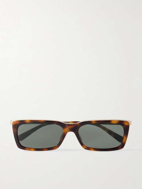 Rectangle-Frame Tortoiseshell Acetate and Gold-Tone Sunglasses