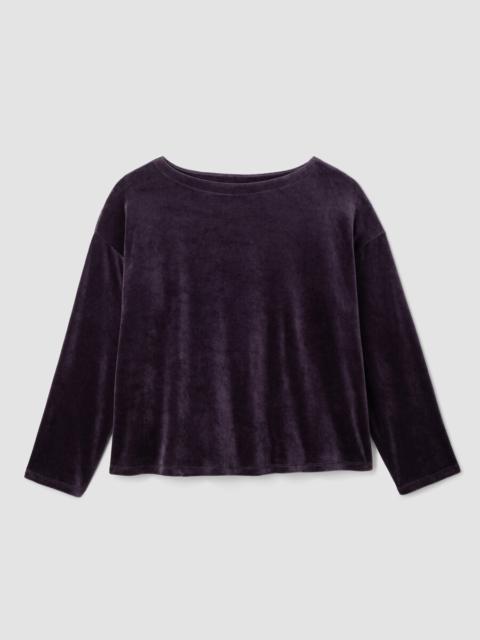 EILEEN FISHER Cozy Velour Knit Bateau Neck Top