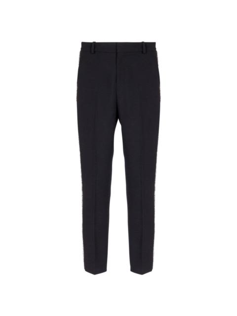 embellished grain-de-poudre trousers