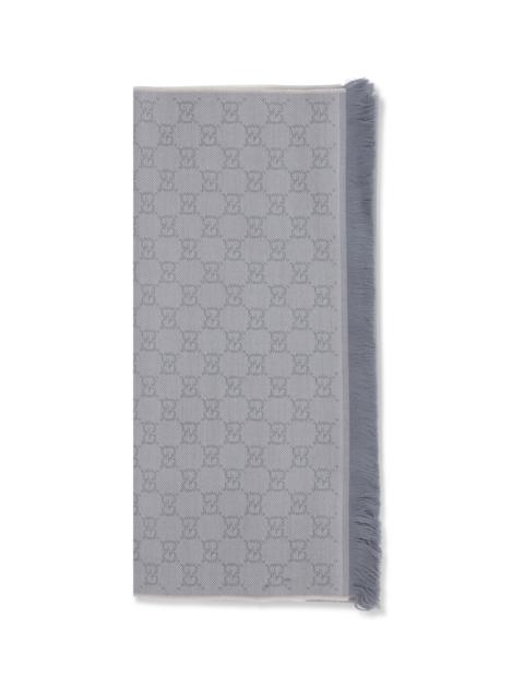 GUCCI Gucci GG Supreme Embroidered Wool Scarf Shell/Sky Blue