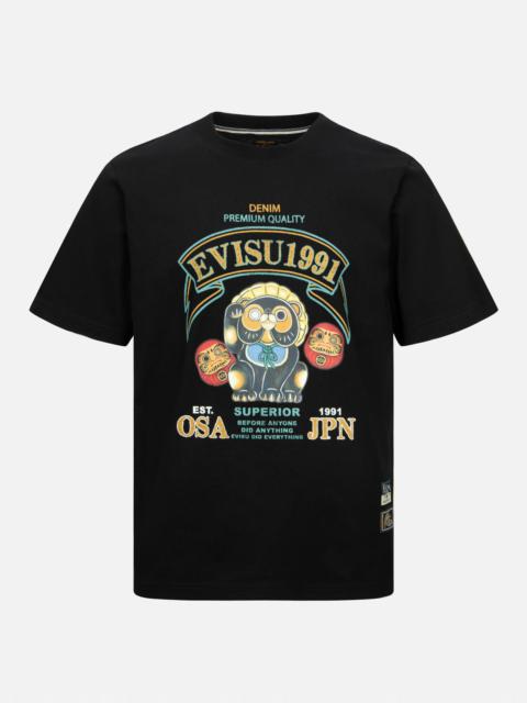 EVISU TANUKI AND DARUMA PRINT REGULAR FIT T-SHIRT