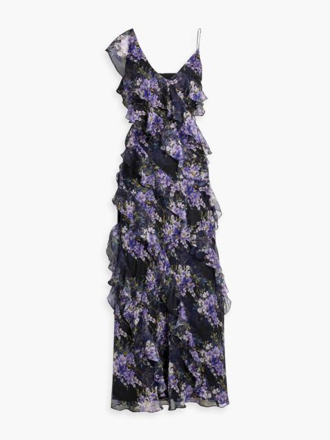 Other Designers Ruffled floral-print chiffon maxi dress